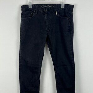 Calvin Klein Slim Jeans Size 33 Black Inseam 32in Rise 10in Stretch 5 Pocket